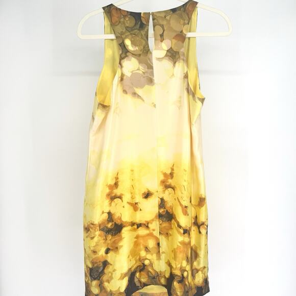 Robert Rodriguez 100% Silk Yellow Watercolor Print Size 8 Party Cocktail Dress - Picture 3 of 6